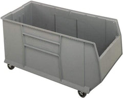 Quantum Storage - 175 Lb. Load Capacity, 41-7/8" Deep, Gray Polypropylene Hopper Stacking Bin - 17-1/2" High x 16-1/2" Wide x 41-7/8" Long - Eagle Tool & Supply