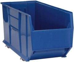 Quantum Storage - 175 Lb. Load Capacity, 41-7/8" Deep, Blue Polypropylene Hopper Stacking Bin - 17-1/2" High x 16-1/2" Wide x 41-7/8" Long - Eagle Tool & Supply