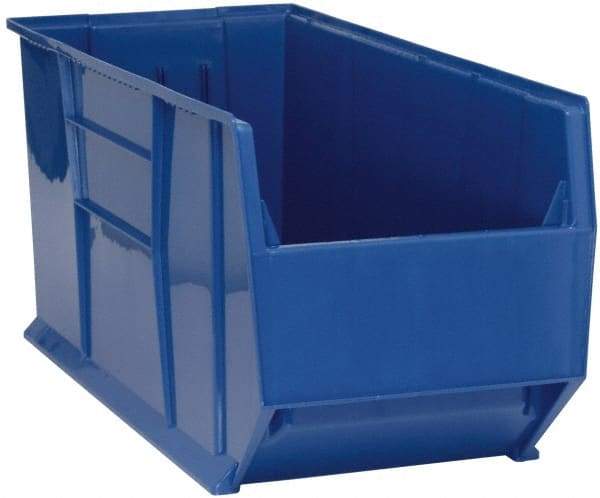 Quantum Storage - 175 Lb. Load Capacity, 41-7/8" Deep, Blue Polypropylene Hopper Stacking Bin - 17-1/2" High x 16-1/2" Wide x 41-7/8" Long - Eagle Tool & Supply