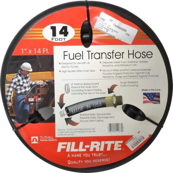 Tuthill - 1" ID x 1.45" OD x 14' OAL, NPT Petroleum Transfer Hose - -30 to 140°F - Eagle Tool & Supply