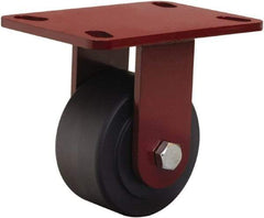 Hamilton - 4" Diam x 2" Wide x 5-5/8" OAH Top Plate Mount Rigid Caster - Nylon, 2,000 Lb Capacity, Sealed Precision Ball Bearing, 4-1/2 x 6-1/2" Plate - Eagle Tool & Supply