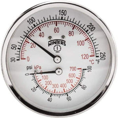 Winters - 3" Dial, 1/2 Thread, 0-100 Scale Range, Pressure Gauge - Center Back Connection Mount, Accurate to 0.03% of Scale - Eagle Tool & Supply