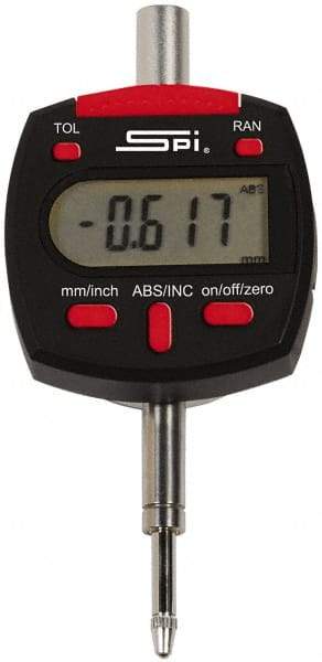 SPI - 0 to 0.5 Inch Range, 0.00005 Inch Resolution, Electronic Drop Indicator - Lithium Battery - Eagle Tool & Supply