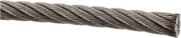 Value Collection - 1' Long, 3/8" Diam, Aircraft Cable - 11,000 Lb Breaking Strength, Material Grade 316, 7 x 19 Strand Core - Eagle Tool & Supply