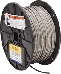 Value Collection - 500' Long, 1/8" Diam, Aircraft Cable - 1,780 Lb Breaking Strength, Material Grade 316, 7 x 19 Strand Core - Eagle Tool & Supply