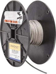 Value Collection - 50' Long, 1/8" Diam, Aircraft Cable - 1,780 Lb Breaking Strength, Material Grade 316, 7 x 19 Strand Core - Eagle Tool & Supply