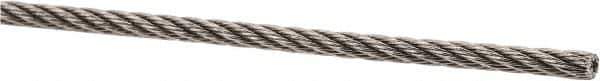 Value Collection - 1' Long, 3/32" Diam, Aircraft Cable - 700 Lb Breaking Strength, Material Grade 316, 7 x 7 Strand Core - Eagle Tool & Supply