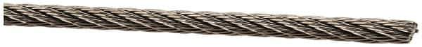 Value Collection - 1' Long, 1/8" Diam, Aircraft Cable - 1,360 Lb Breaking Strength, Material Grade 316, 7 x 7 Strand Core - Eagle Tool & Supply