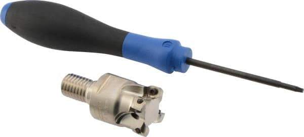 Seco - 1" Cut Diam, 0.03" Max Depth, M12 Modular Connection Indexable High-Feed End Mill - Screw Holding Method, LP.. 06 Insert, R217.21 Toolholder, Through Coolant - Eagle Tool & Supply