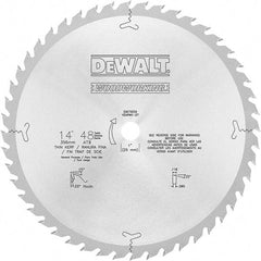 DeWALT - 14" Diam, 1" Arbor Hole Diam, 48 Tooth Wet & Dry Cut Saw Blade - Carbide-Tipped, General Purpose Action, Standard Round Arbor - Eagle Tool & Supply