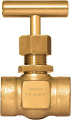 Brennan - 1/2" Pipe, Straight Needle Valve - PTFE Seal, NPT Ends, Brass Valve, 3,000 Max psi - Eagle Tool & Supply