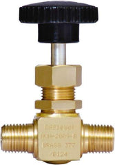 Brennan - 1/4" Pipe, Straight Needle Valve - PTFE Seal, NPT Ends, Brass Valve, 3,000 Max psi - Eagle Tool & Supply