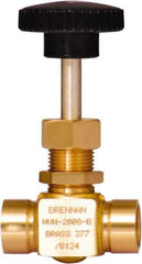 Brennan - 1/4" Pipe, Straight Needle Valve - PTFE Seal, NPT Ends, Brass Valve, 3,000 Max psi - Eagle Tool & Supply