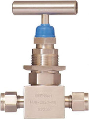 Brennan - 1/2" Pipe, Straight Needle Valve - PTFE Seal, NPT Ends, Stainless Steel Valve, 6,000 Max psi - Eagle Tool & Supply