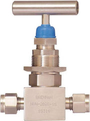 Brennan - 1/2" Pipe, Straight Needle Valve - PTFE Seal, NPT Ends, Stainless Steel Valve, 6,000 Max psi - Eagle Tool & Supply