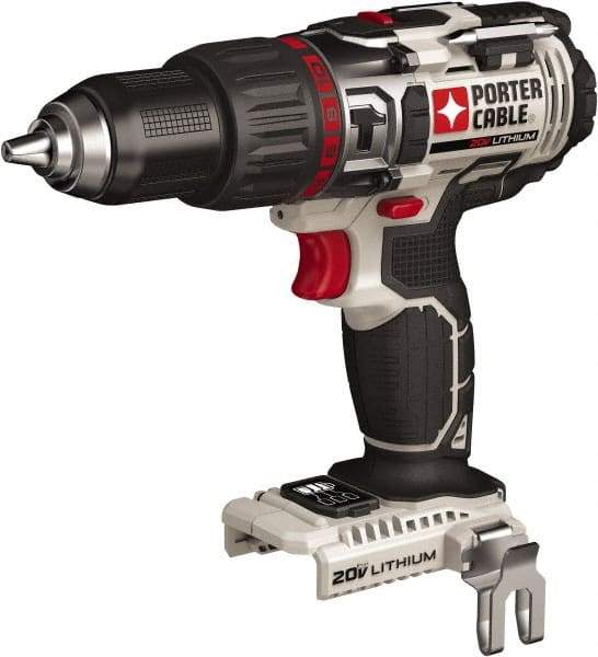 Porter-Cable - 20 Volt 1/2" Chuck Pistol Grip Handle Cordless Drill - 0-400 & 0-1600 RPM, Single-Sleeve Ratcheting Chuck, Reversible, Lithium-Ion Batteries Not Included - Eagle Tool & Supply
