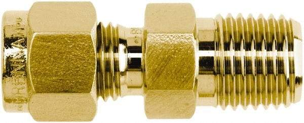 Brennan - 3/8" OD, Brass Male Connector - NPT Ends - Eagle Tool & Supply