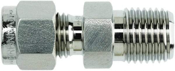 Brennan - 1/2" OD, Stainless Steel Male Connector - NPT Ends - Eagle Tool & Supply