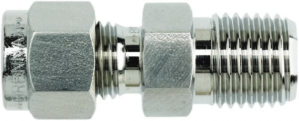 Brennan - 1/4" Tube OD x 1/2 Thread Stainless Steel Compression Tube Male Connector - Eagle Tool & Supply