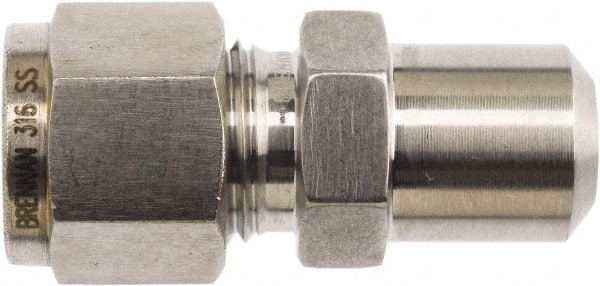 Brennan - 3/8" Tube OD x 3/8 Thread Stainless Steel Compression Tube Butt Weld Male Connector - Eagle Tool & Supply