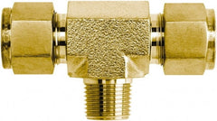 Brennan - 1/4" Tube OD x 1/4 Thread Brass Compression Tube Male Branch Tee - Eagle Tool & Supply