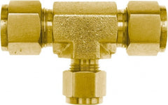 Brennan - 1/8" Tube OD Brass Compression Tube Union Tee - Eagle Tool & Supply
