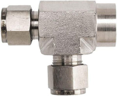 Brennan - 3/8" OD, Stainless Steel Female Run Tee - Comp x FNPT x Comp Ends - Eagle Tool & Supply