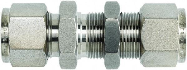 Brennan - 1/2" OD, Stainless Steel Bulkhead Union - Comp x Comp Ends - Eagle Tool & Supply