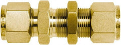 Brennan - 3/8" OD, Brass Bulkhead Union - Comp x Comp Ends - Eagle Tool & Supply