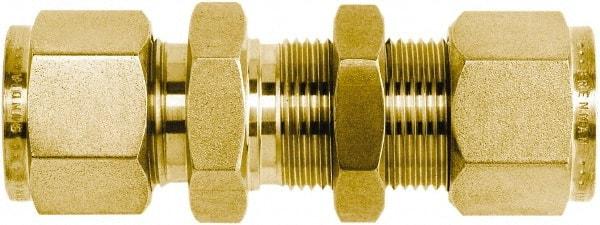 Brennan - 1/2" OD, Brass Bulkhead Union - Comp x Comp Ends - Eagle Tool & Supply
