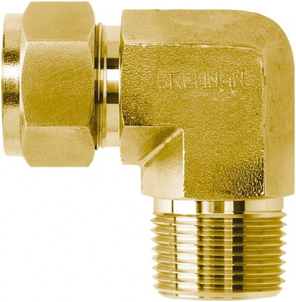 Brennan - 1/4" Tube OD x 1/2 Thread Brass Compression Tube Male Elbow - Eagle Tool & Supply