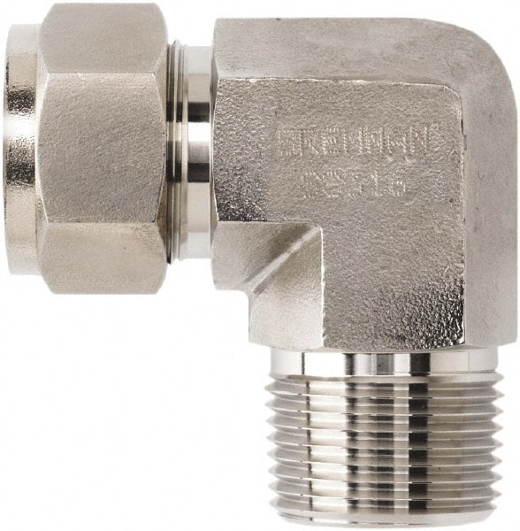Brennan - 1/8" Tube OD x 1/8 Thread Stainless Steel Compression Tube Male Elbow - Eagle Tool & Supply