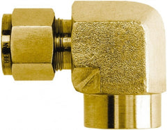 Brennan - 3/8" Tube OD x 3/8 Thread Brass Compression Tube Female Elbow - Eagle Tool & Supply