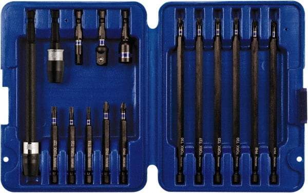 Irwin - 16 Piece, Screwdriver Insert Bit Set - #1 to #3 Phillips, T15 to T30 Torx - Eagle Tool & Supply