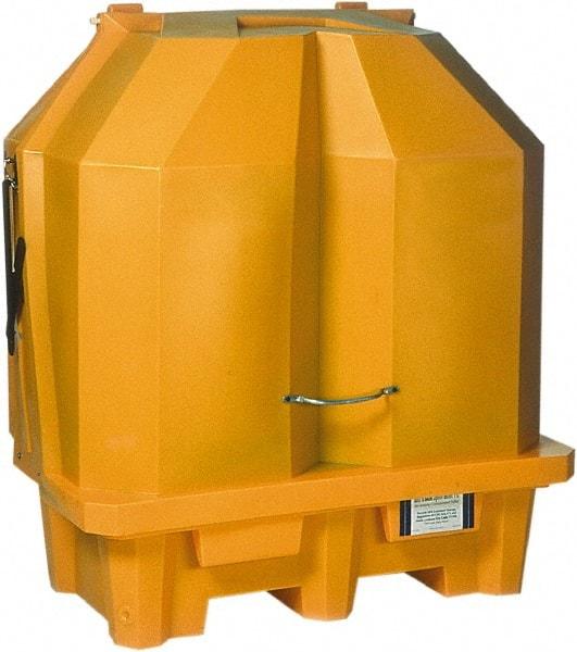 UltraTech - 66 Gal Sump, 3,000 Lb Capacity, 2 Drum, Polyethylene Spill Deck or Pallet - 57" Long x 31" Wide x 65" High, Liftable Fork, Drain Included, Inline Drum Configuration - Eagle Tool & Supply