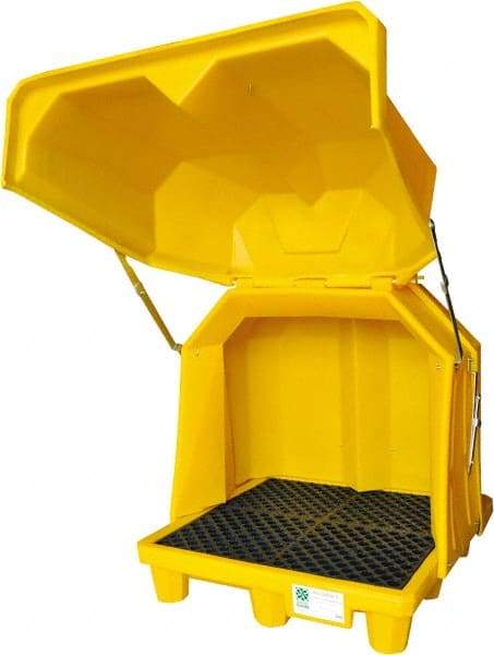 UltraTech - 66 Gal Sump, 6,000 Lb Capacity, 4 Drum, Polyethylene Spill Deck or Pallet - 58" Long x 54" Wide x 65" High, Liftable Fork, Drain Included, 2 x 2 Drum Configuration - Eagle Tool & Supply