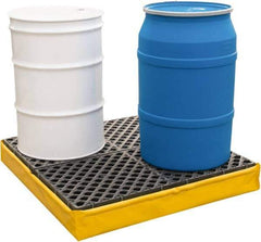 UltraTech - 66 Gal Sump, 2,400 Lb Capacity, 4 Drum, Polyethylene Spill Deck or Pallet - 56" Long x 25" Wide x 8" High, Liftable Fork, 2 x 4 Drum Configuration - Eagle Tool & Supply