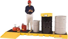 UltraTech - 121 Gal Sump, 7,500 Lb Capacity, 5 Drum, Polyethylene Spill Deck or Pallet - 129-3/4" Long x 5-3/4" Wide x 26" High, Low Profile, Inline Drum Configuration - Eagle Tool & Supply