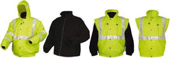 MCR Safety - Size 2XL, Lime, Rain, Cold Weather Rain Jacket - 3 Pockets, Rollaway Hood - Eagle Tool & Supply