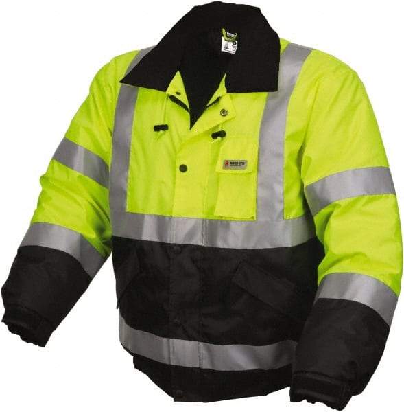 MCR Safety - Size 4XL, Lime, Rain, Cold Weather Rain Jacket - 3 Pockets, Rollaway Hood - Eagle Tool & Supply