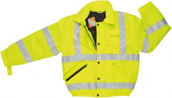 MCR Safety - Size 3XL, High Visibility Lime, Rain, Cold Weather Rain Jacket - 3 Pockets, Attached Hood - Eagle Tool & Supply