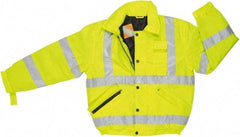 MCR Safety - Size 3XL, High Visibility Lime, Rain, Cold Weather Rain Jacket - 3 Pockets, Attached Hood - Eagle Tool & Supply