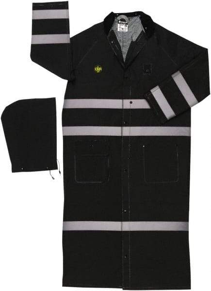 MCR Safety - Size 6XL, Black, Rain Jacket - 2 Pockets, Attached Hood - Eagle Tool & Supply