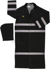 MCR Safety - Size 5XL, Black, Rain Jacket - 2 Pockets, Attached Hood - Eagle Tool & Supply