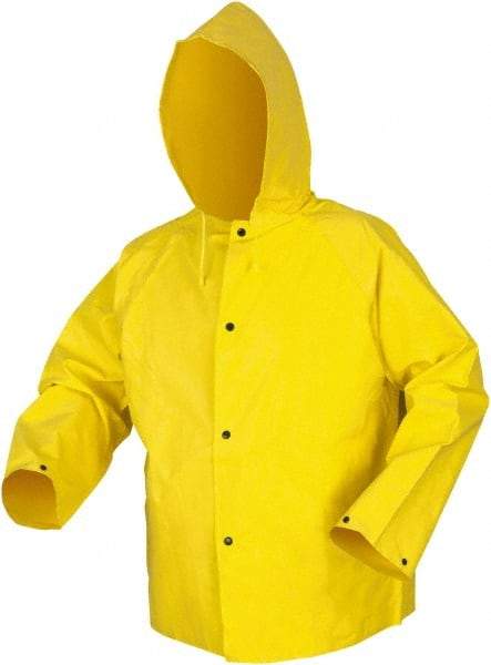 MCR Safety - Size M, Yellow, Rain Jacket - Detachable Hood - Eagle Tool & Supply