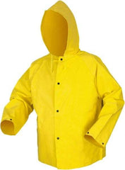 MCR Safety - Size M, Yellow, Rain, Flame Resistant/Retardant Jacket - 56" Chest, Detachable Hood - Eagle Tool & Supply