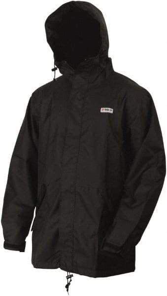 MCR Safety - Size M, Yellow, Rain Jacket - 2 Pockets, Attached Hood - Eagle Tool & Supply