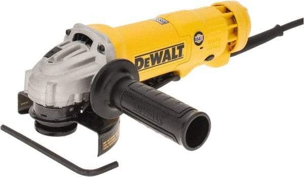 DeWALT - 4-1/2" Wheel Diam, 11,000 RPM, Corded Angle & Disc Grinder - 5/8-11 Spindle, 120 Volts, 11 Amps - Eagle Tool & Supply