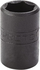 Proto - 3/8", 1/4" Drive, Standard Hand Socket - 6 Points, 7/8" OAL, Alloy Steel, Black Finish - Eagle Tool & Supply