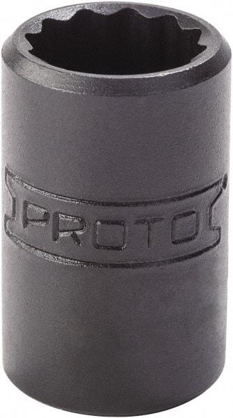 Proto - 1/2", 1/4" Drive, Standard Hand Socket - 12 Points, 7/8" OAL, Alloy Steel, Black Finish - Eagle Tool & Supply